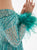 Tarik Ediz 98316 Vestido largo de corte A Madison con adornos de plumas