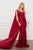 One Shoulder Drape Sleeve Trumpet Skirt Burgundy Evening Gown Nox E475