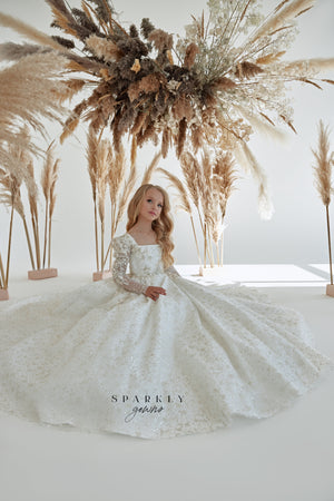 In Stock Size  9 Glitter Embellishment First Communion Dress FM065