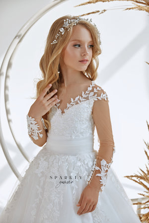 Floral Embroidery First Communion Girl Gown FM073