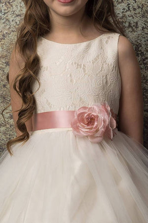 Tea Length Lace and Tulle Flower Girl Nicholle Dress 304