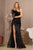 One Long Sleeve Sequin and feather Embellishment Prom Gown GL3160