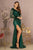 One Long Sleeve Sequin and feather Embellishment Prom Gown GL3160