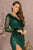 One Long Sleeve Sequin and feather Embellishment Prom Gown GL3160