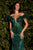 Feathers Off-Shoulder Embroidered Evening Dress J824
