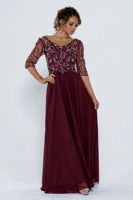 Draped One Shoulder Wine Chiffon Evening Dress - Lunss