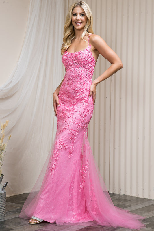 Sleeveless Floral Embroidered Appliques Long Tulle Gown AC799 10 / Blush (MistyRose) Sleeveless Floral Embroidered Appliques Long Tulle Gown AC799 10 / Blush (MistyRose)