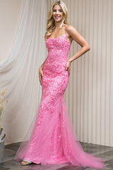 chinese dress ladies Sleeveless Floral Embroidered Appliques Long Tulle Gown Ac799 10 / Pink