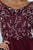 3/4 Sleeves Beaded Top Chiffon Burgundy Evening Dress AC746