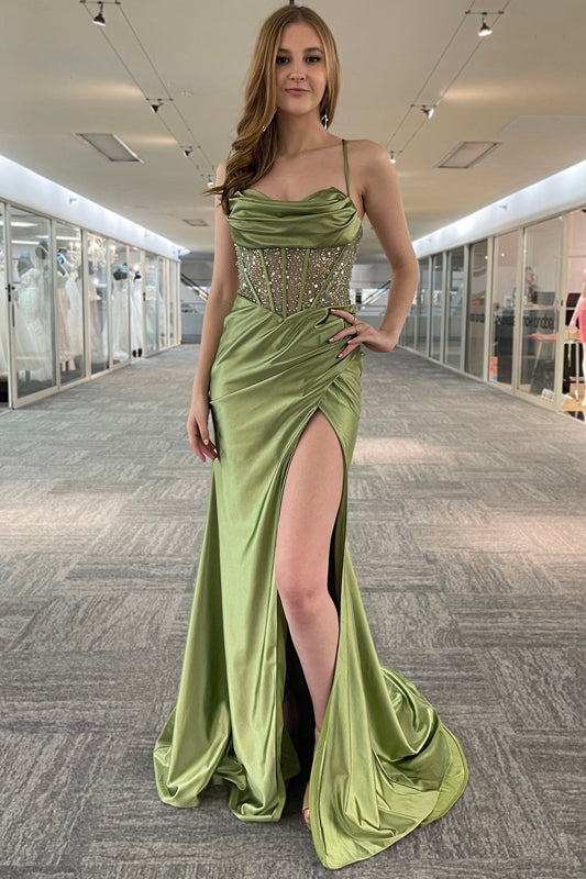 Cowl Neckline Sequin Embellishment Long Prom Gown BZ020 8 / Almond (Tan) Cowl Neckline Sequin Embellishment Long Prom Gown BZ020 8 / Almond (Tan)