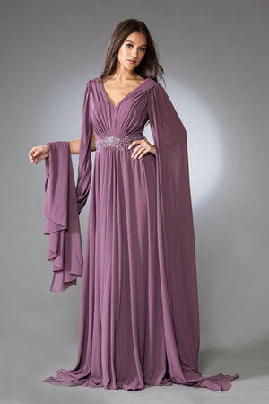 Cape Sleeves Chiffon Gown AC0011
