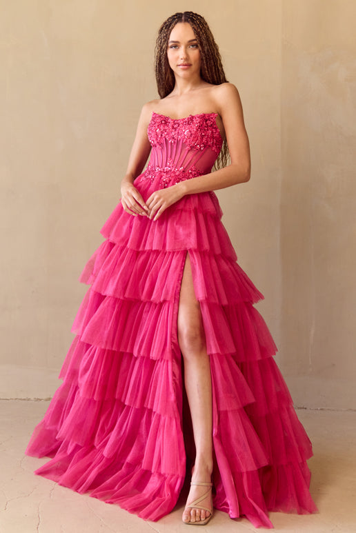 Ruffles Strapless Prom Dress AC9053 Sparkly Gowns Ruffles Strapless Prom Dress AC9053 Sparkly Gowns