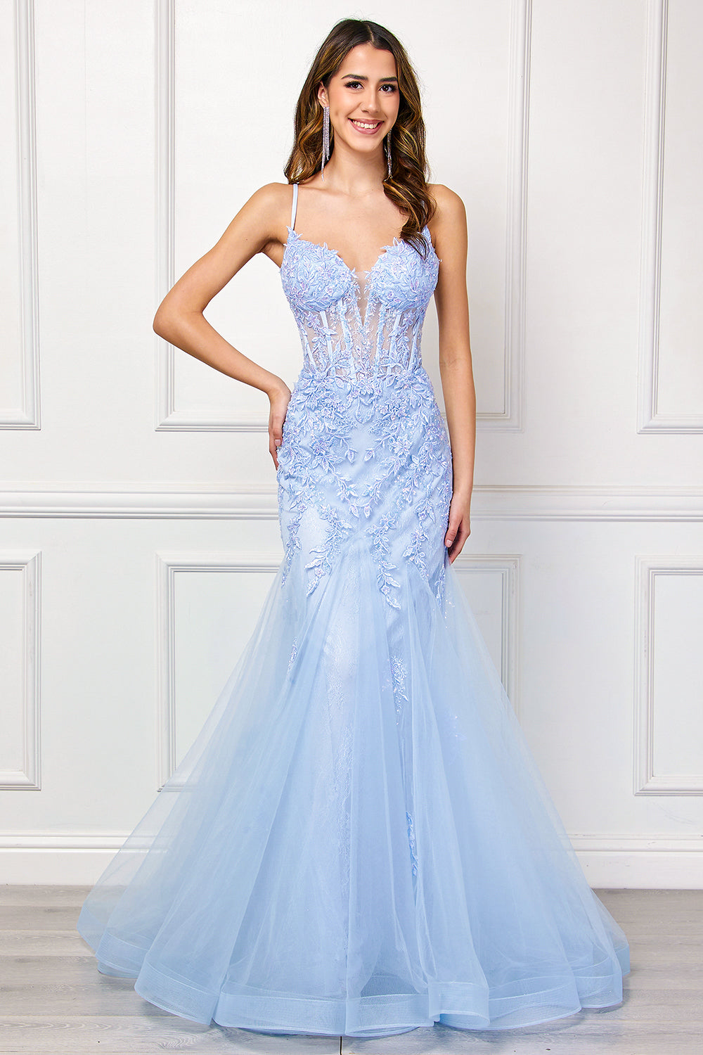 Mermaid Tulle Lace- Up Prom Dress AC2120 Sparkly Gowns Mermaid Tulle Lace- Up Prom Dress AC2120 Sparkly Gowns
