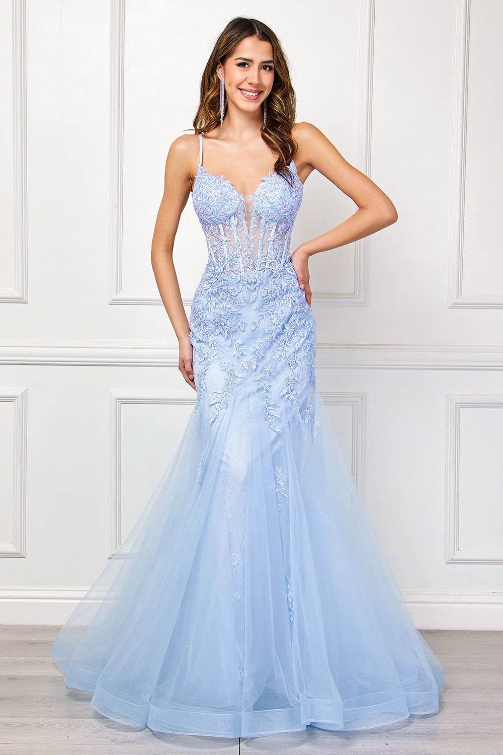 dress tulle lace Mermaid Tulle Lace- Up Prom Dress AC2120 Yellow / 8