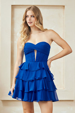 Strapless Ruffles Short Dress 2063S