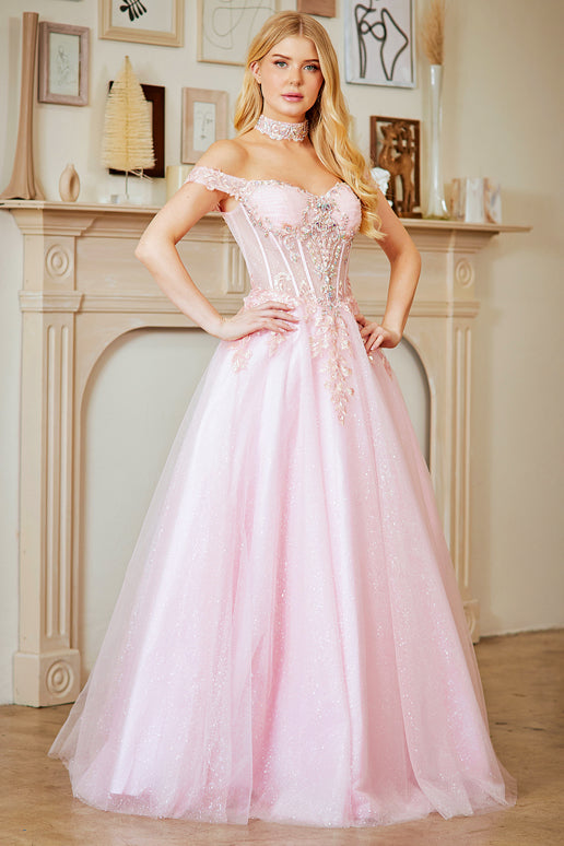 A-line Tulle Floral Prom Dress AC8064 Sparkly Gowns A-line Tulle Floral Prom Dress AC8064 Sparkly Gowns