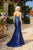 Navy Floral Bodice Prom Dress JT2496A
