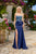 Navy Floral Bodice Prom Dress JT2496A