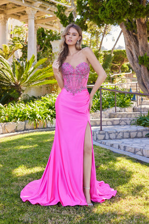 Strapless Gown with Embellished sheer bodice JT2648K