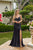 Rhinestone evening gown with side slit JT2656S