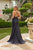 Rhinestone evening gown with side slit JT2656S