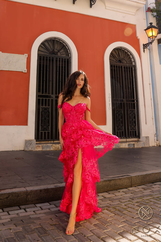 Off Shoulder Prom Dress T1335 by Nox Anabel Sparkly Gowns Off Shoulder Prom Dress T1335 by Nox Anabel Sparkly Gowns
