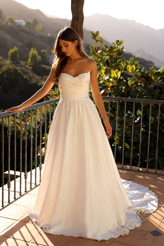 Strapless A-Line Wedding Dress JE1002 by Nox Anabel 16 / White