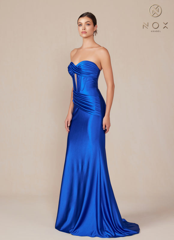 Sweetheart Neckline Long Dress T1500 by Nox Anabel 0 / Black Sweetheart Neckline Long Dress T1500 by Nox Anabel 0 / Black