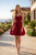 Juliet JT7186A Spaghetti Strap Corset Mini Dress With Voluminous Skirt - Red