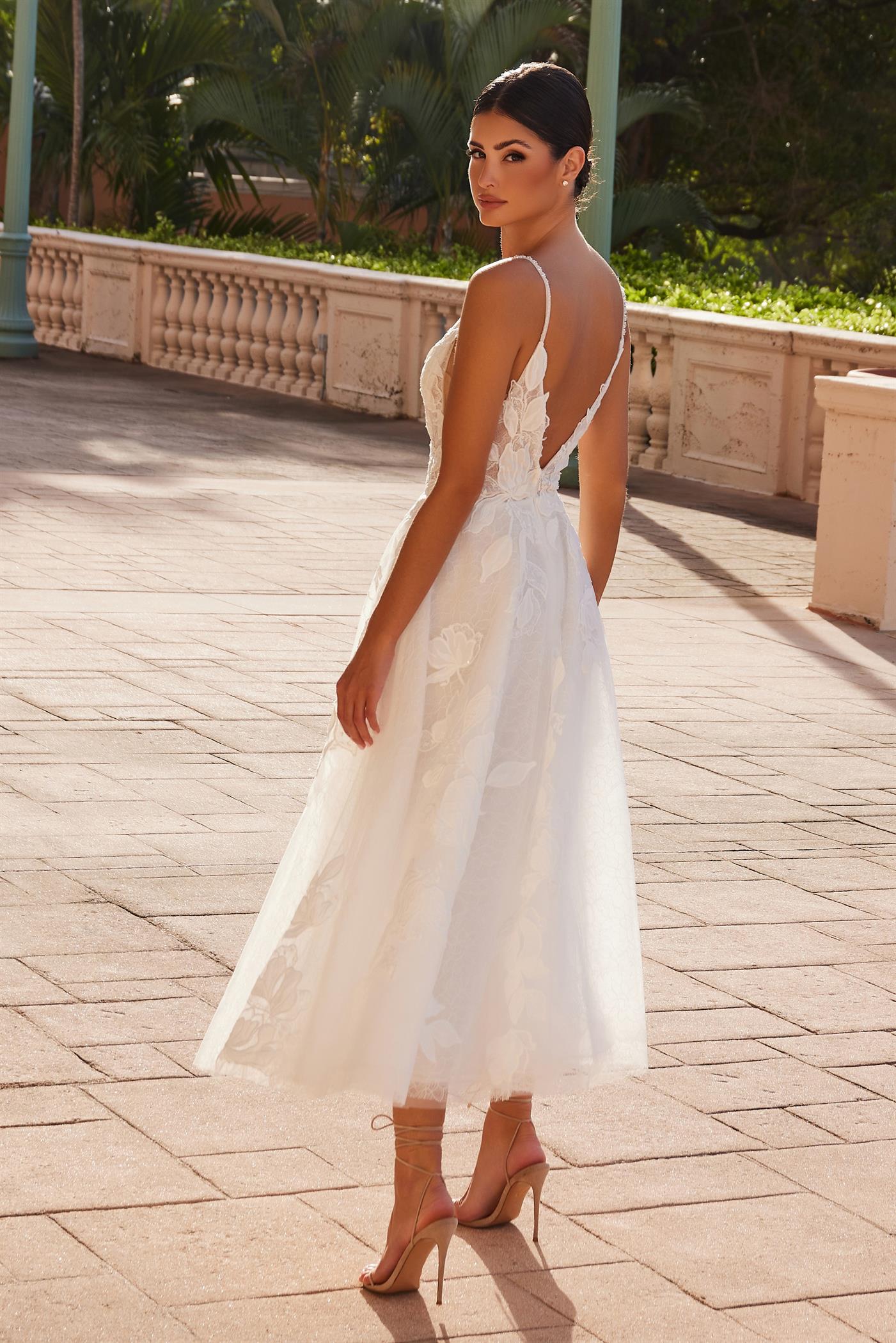 Tea Length Wedding Gown Nox Anabel JE1027 Off White / 4