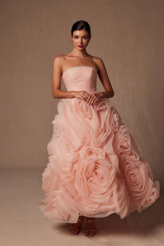 Nox Anabel JQ1037 Peach Strapless Prom Ball Gown Peach / 6 Nox Anabel JQ1037 Peach Strapless Prom Ball Gown Peach / 6