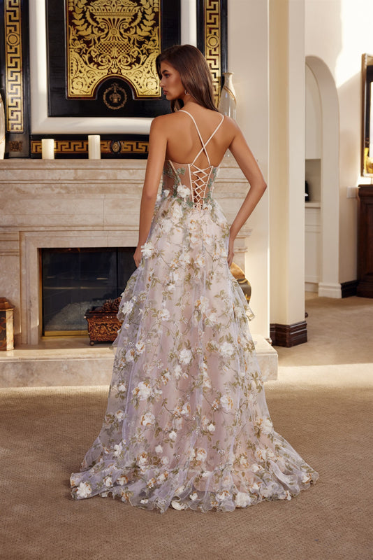 Floral Applique Ball Gown by Nox Anabel G1783 14 / Champagne (Wheat) Floral Applique Ball Gown by Nox Anabel G1783 14 / Champagne (Wheat)