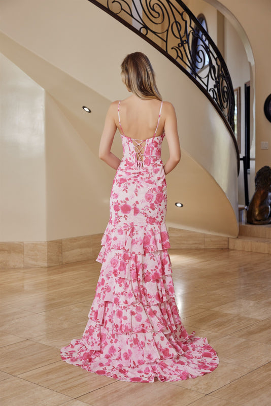 Floral Fit and flare Prom Dress Nox Anabel T1863 Sparkly Gowns Floral Fit and flare Prom Dress Nox Anabel T1863 Sparkly Gowns