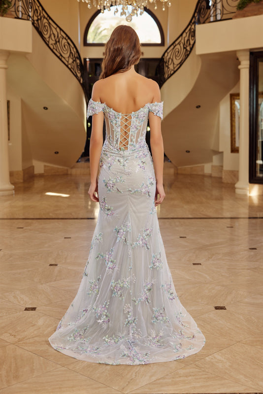 Off-the-shoulder Beaded Embellished Nox C1829 Sparkly Gowns Off-the-shoulder Beaded Embellished Nox C1829 Sparkly Gowns
