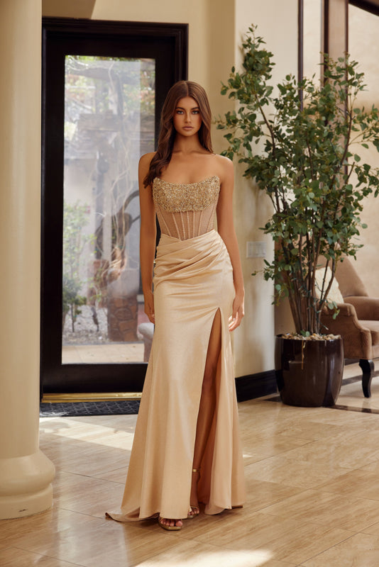 Strapless Pleated Prom Dress Nox Anabel A1596 Black / 10 Strapless Pleated Prom Dress Nox Anabel A1596 Black / 10
