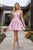 Nox Anabel A7019 Floral Jacquard Corset Ruffle Mini Dress - Pink