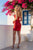 Nox Anabel R7067 Beaded Corset Satin Ruched Mini Dress - Red
