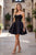 Nox Anabel R7068 Strapless Pleated Satin A Line Mini Dress - Black