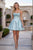 Nox Anabel R7068 Strapless Pleated Satin A Line Mini Dress - Mint Green