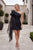 Nox Anabel Y7003 Satin One Shoulder Tulle Accent Mini Dress With Pearls - Black