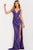 Jovani 47793 Deep V Purple Sequin Gown with Side Cutouts