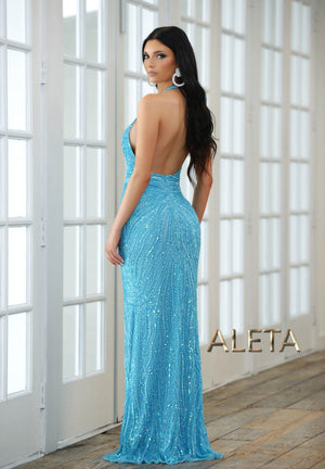 Aleta Couture 910 V-Neckline Sequin Embellishment Prom Gown