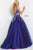 Sleeveless Navy Floral Embroidered Ball Gown by Jovani 06807