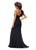 Ashley Lauren 11290 One Shoulder Scuba Gown with Feathers