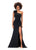 Ashley Lauren 11290 One Shoulder Scuba Gown with Feathers