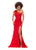 Ashley Lauren 11290 One Shoulder Scuba Gown with Feathers