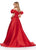 Ashley Lauren 11542 Off Shoulder Mikado Ball Gown with Puff Sleeves