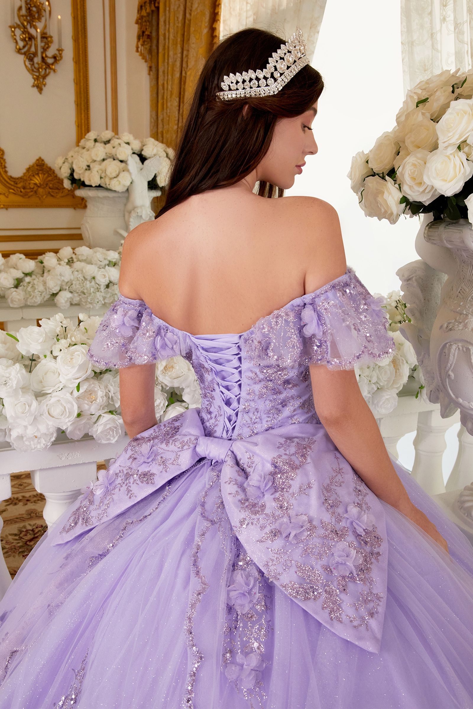 Floral Off the Shoulder Ball Gown 15701 Sparkly Gowns Floral Off the Shoulder Ball Gown 15701 Sparkly Gowns