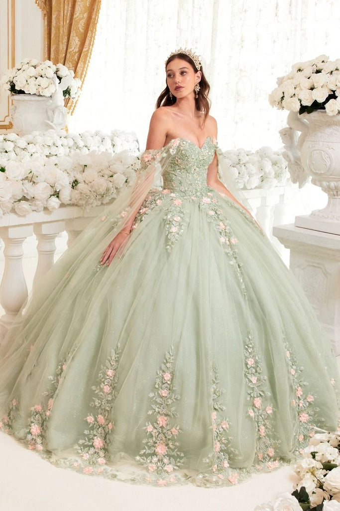 Floral Embellishment Ball Gown 15716 Sparkly Gowns Floral Embellishment Ball Gown 15716 Sparkly Gowns