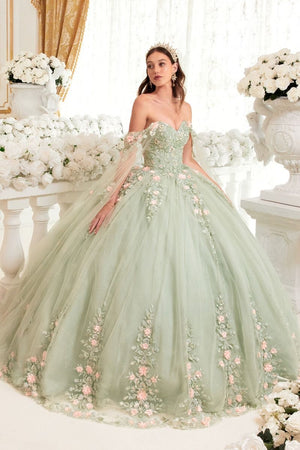 Floral Embellishment Ball Gown 15716